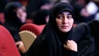 اشک‌های دختر شهید سلیمانی بر سر تابوت رئیس جمهور